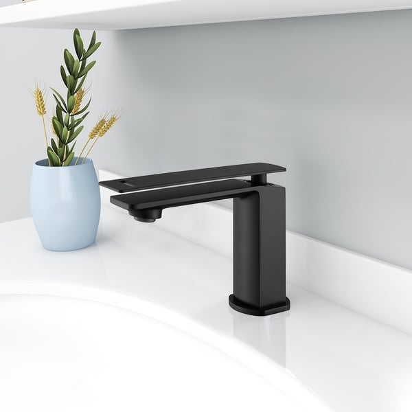 Monobloc Bathroom Basin Mixer Tap Solid Brass in Black Homary UK