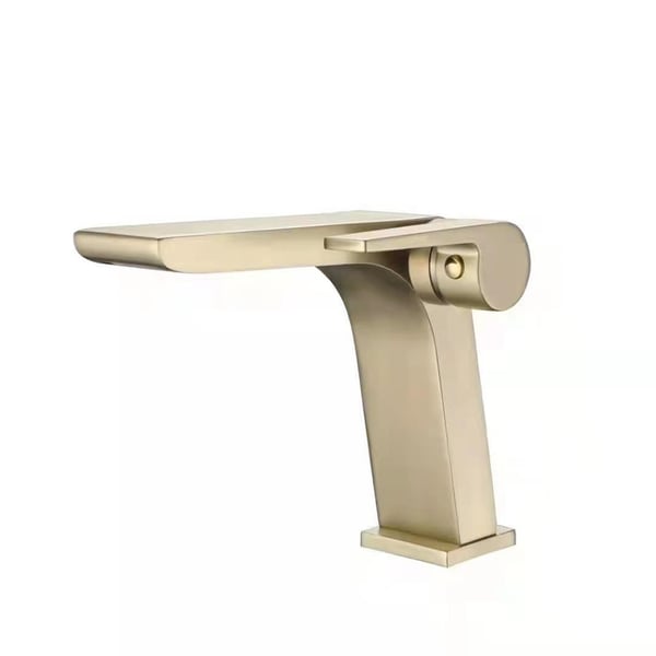 Single Hole Bathroom Sink Faucet Solid Brass in Brushed GoldHomary