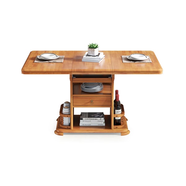 1300mm Modern Extendable Oak Dining Table with Shelves & Drawers