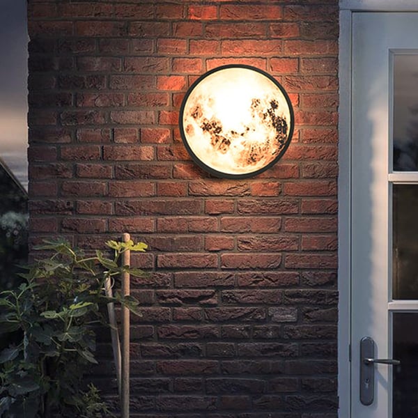 400mm Artistic Flush Mounted Round Outdoor Lighting Wall Sconces Moon SurfaceHomary
