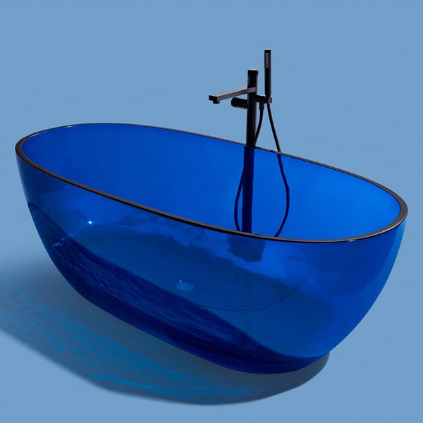 Modern Oval Shape 67" Freestanding Crystal Clear Resin Soaking Bathtub