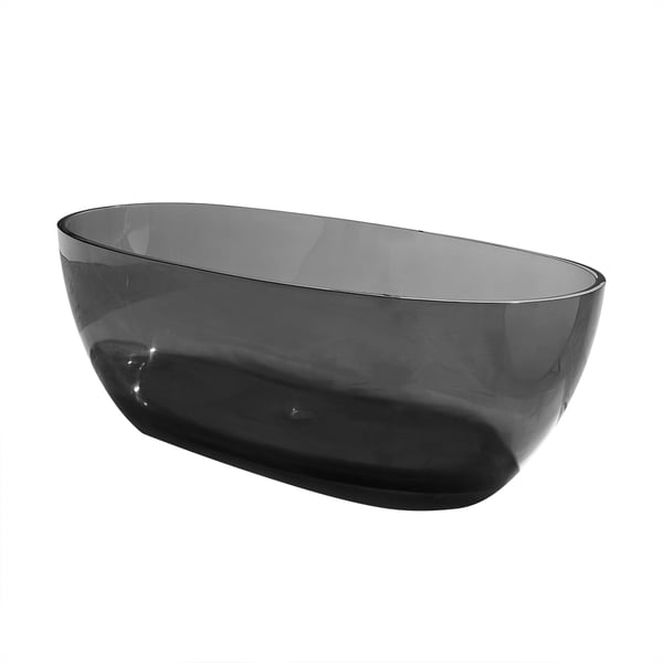 Modern Oval Shape 67" Freestanding Crystal Clear Resin Soaking Bathtub