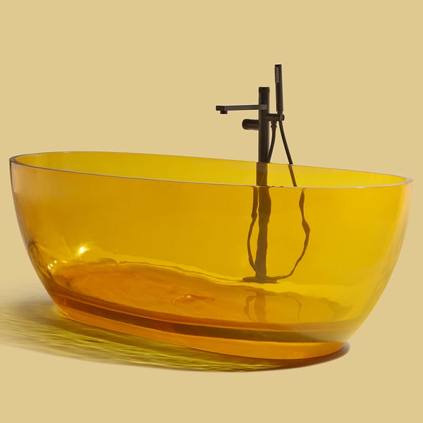 Modern Oval Shape 59" Freestanding Crystal Clear Resin Soaking Bathtub
