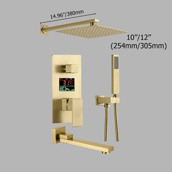 LED Digital Display Shower System with Hand Shower Kit & Tub Filler 2
