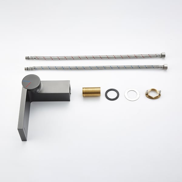 Geometric Single Hole Waterfall Bathroom Sink Faucet Solid Brass | Homary