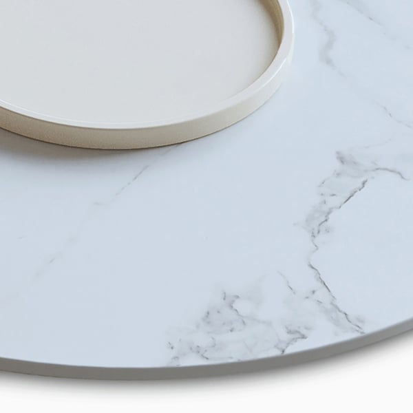 Round White & Gold Modern Coffee Table Set Sintered Stone Top with