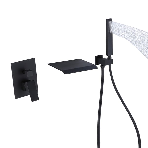 Solid Brass Single Handle Wall Mount Tub Faucet in Matte BlackHomary