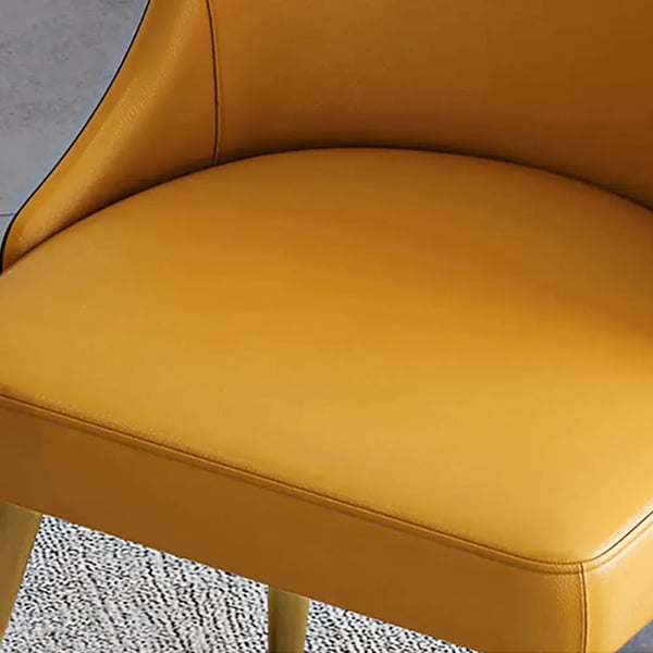 PU Leather Upholstered Dining Room Chair Orange Table Chair Gold Leg Homary