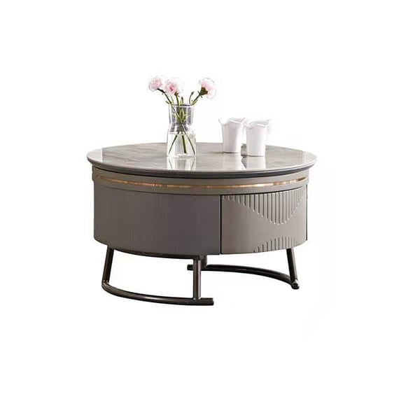 Contemporary Extendable Round Sintered Stone Top Coffee Table with ...