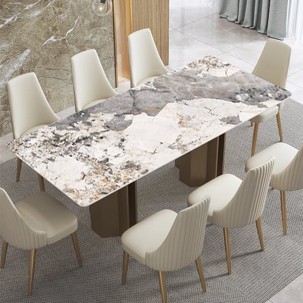79" Modern Sintered Stone Top Rectangle Dining Table for 8 Seaters