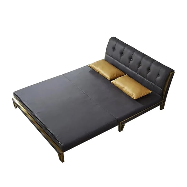 Free Shipping on 71" Modern Black Convertible Sofa Bed Tufted LeathAire Upholstery｜Homary
