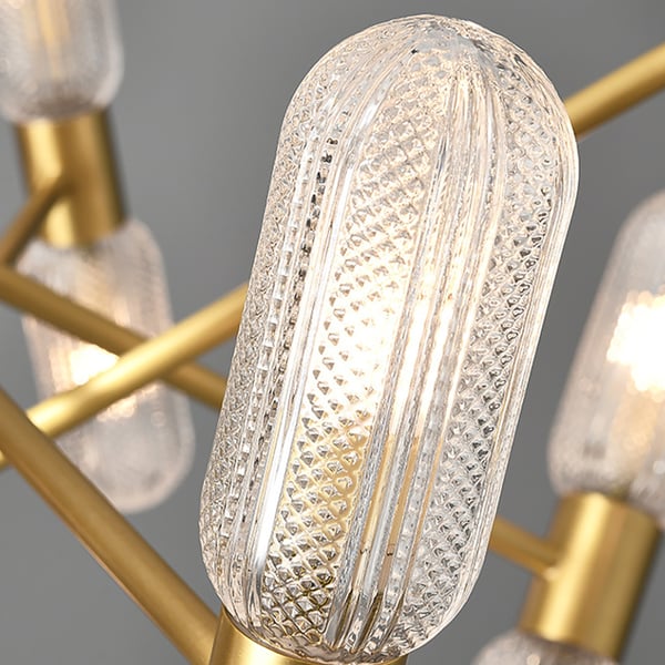 16Light Gold Chandelier Glass Ceiling Lighting with Adjustable Chain