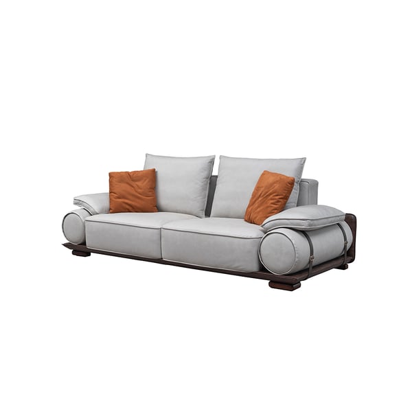 93" LeathAire Modular Sofa with Pillow Top Arms in White Homary