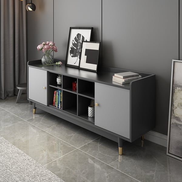 Contemporary TV Stand for Bedroom in Grey with Ample StoragesHomary