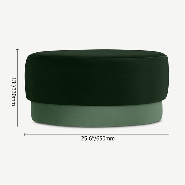 25.6mm Modern Round Green Ottoman Velvet Upholstered | Homary UK