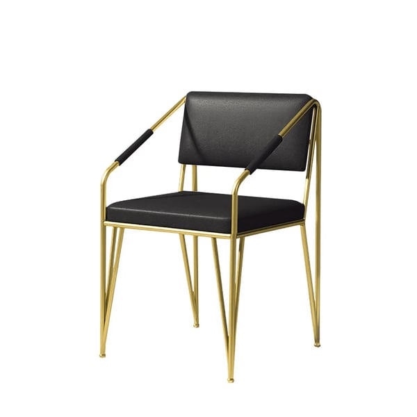 Modern PU Leather Upholstered Leisure Gold Metal Legs Guest Chair Vanity Chair Homary