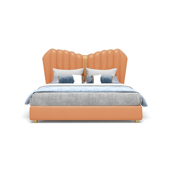 Orange Platform Bed Low Profile Bed Frame with Upholstered Creative