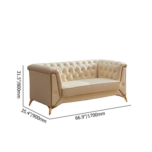 Modern Beige Living Room Set 3Seater Sofa and Loveseat with Tufted