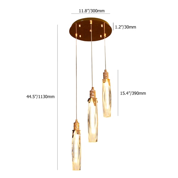 3Light Pendant Lighting Cluster Cylinder Lights with Crystal Accents