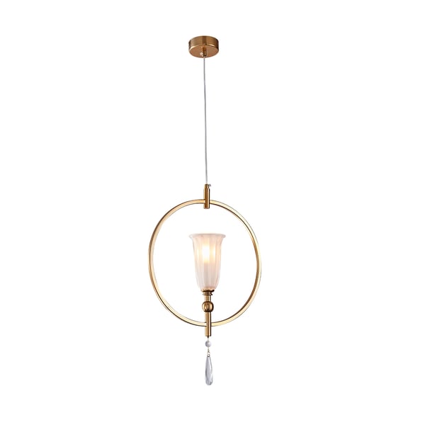 Modern Gold 1Light Oval Glass Pendant Light for Bedroom and Living