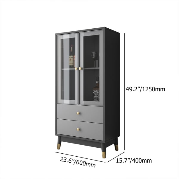 Modern Rectangle Grey Display with 2 Shelves & 2 Doors & 2