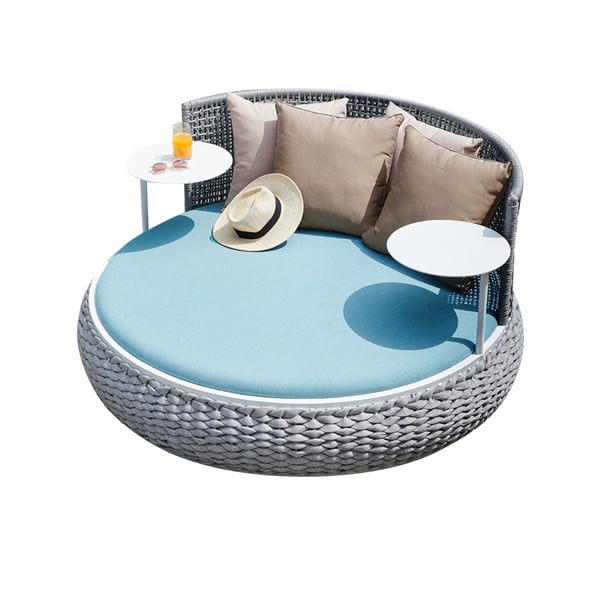 Patio Daybed Round Outdoor Garden Daybed with Side Table Homary