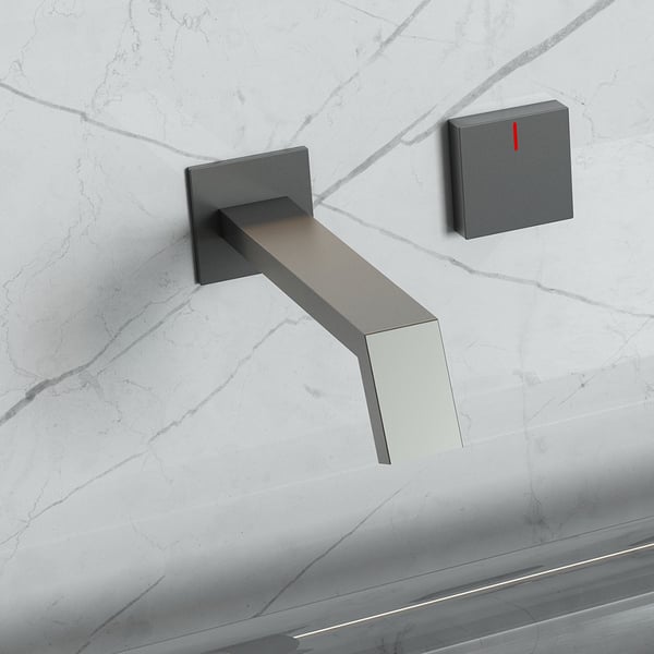 Wall Mounted Bath Tap with Handshower Solid Brass in Gunmetal Grey ...