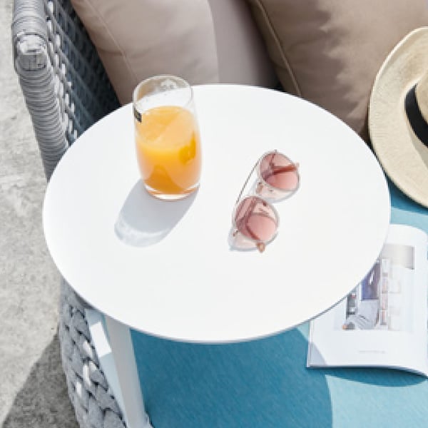 Patio Daybed Round Outdoor Garden Daybed with Side Table Homary