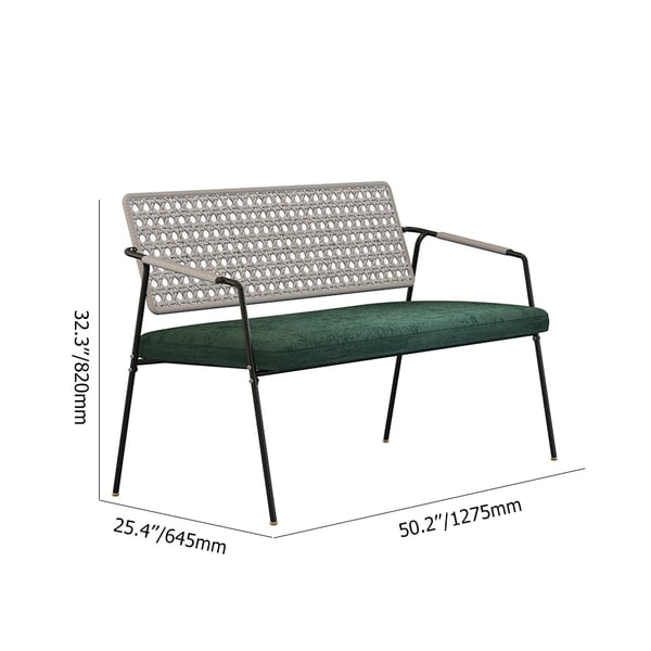 Outdoor Gray Rattan Patio Chair Velvet Upholstered with Carbon Steel