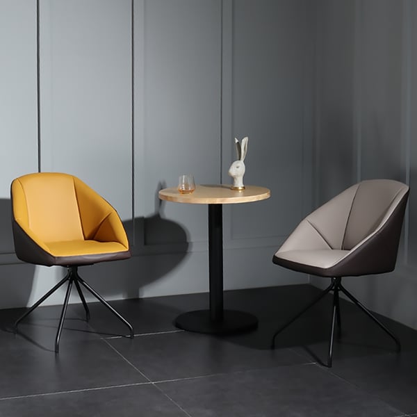 Yellow PU Leather Task Chair for Desk Upholstered Swivel Office Chair Homary UK