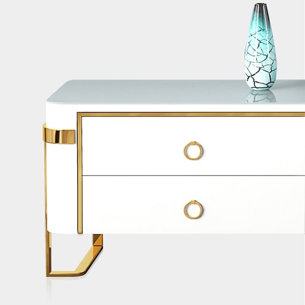 Free Shipping on White TV Stand Modern Gold TV Console with Storage