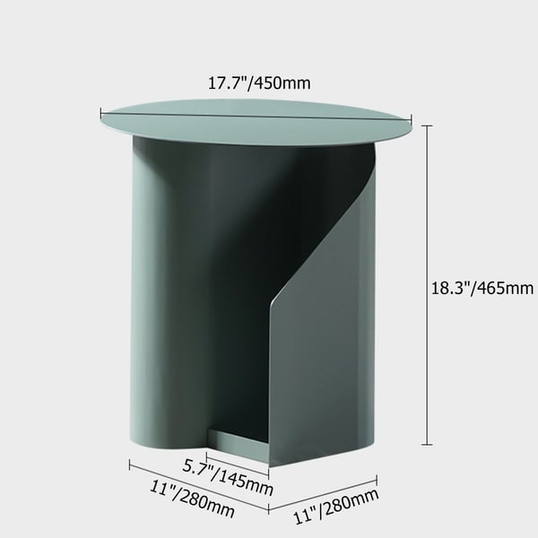 Green Metal End Table Round Side Table with Storage Homary