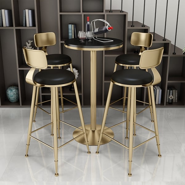 39.8" Modern Black Bar Stool Set of 2 with Backs and Footrests Counter
