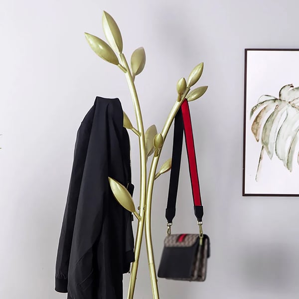 Modern Gold Metal Freestanding Tree Coat Rack with Faux Marble Base