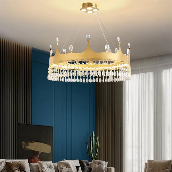 Grand Lustre à 5 Anneaux Avec Télécommande Et Variateur, Design