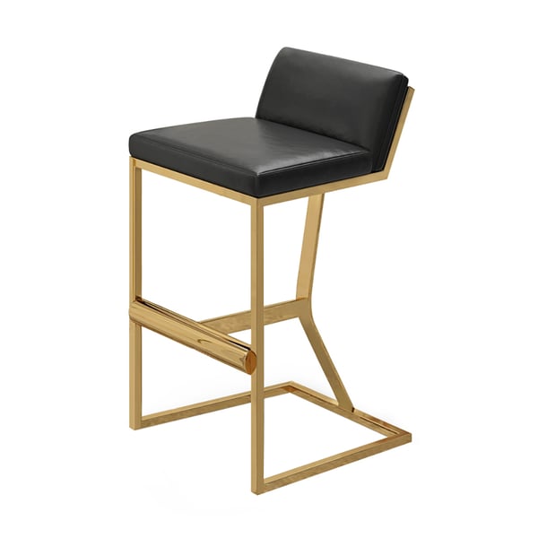 Free Shipping on Black PU Leather Bar Stool & Counter Stool Gold Legs