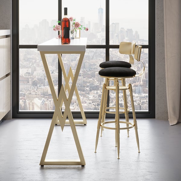 Modern Black Velvet Swivel Adjustable Bar Height Bar Stools Set of 2 with Back Homary UK