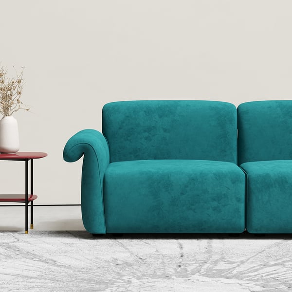 3030mm Modern Green Velvet Modular Sectional Sofa for 4 Seaters with