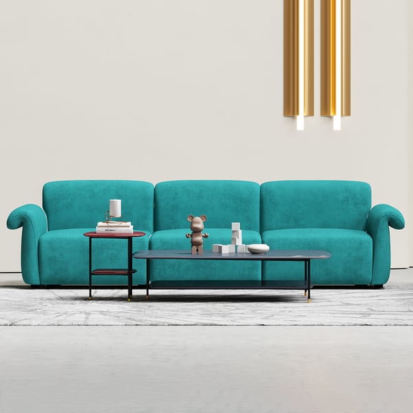 3030mm Modern Green Velvet Modular Sectional Sofa for 4 Seaters with