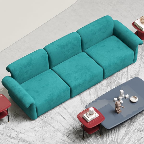 3030mm Modern Green Velvet Modular Sectional Sofa for 4 Seaters with