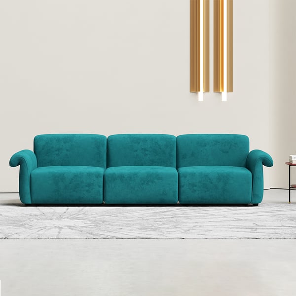 3030mm Modern Green Velvet Modular Sectional Sofa for 4 Seaters with