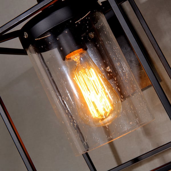 Industrial Black Metal Wall Sconce 1Light Wall Light Glass Shade Homary