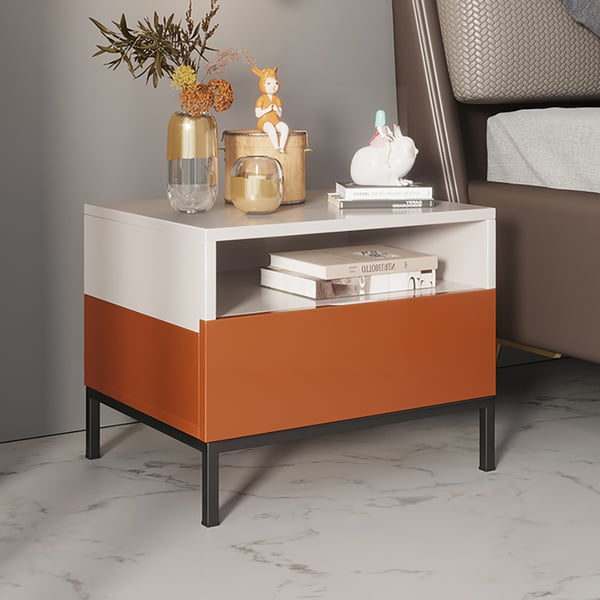 Minimalist Black Nightstand Rectangle Bedroom Nightstand 1 DrawerHomary