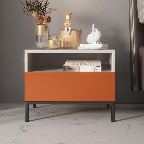 Minimalist Black Nightstand Rectangle Bedroom Nightstand 1 DrawerHomary