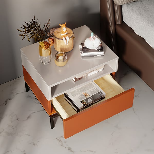 Minimalist Black Nightstand Rectangle Bedroom Nightstand 1 DrawerHomary