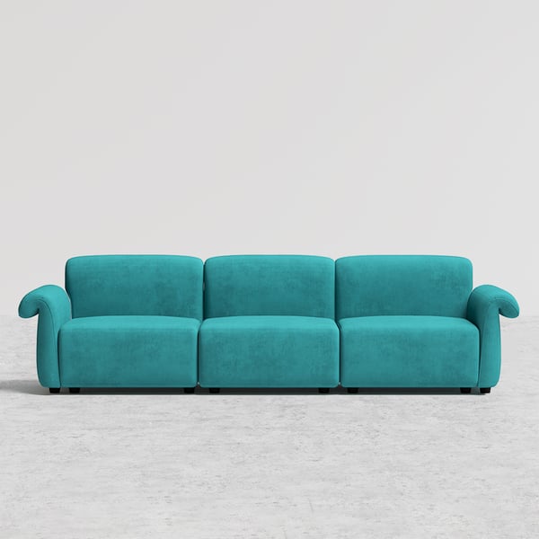 3030mm Modern Green Velvet Modular Sectional Sofa for 4 Seaters with