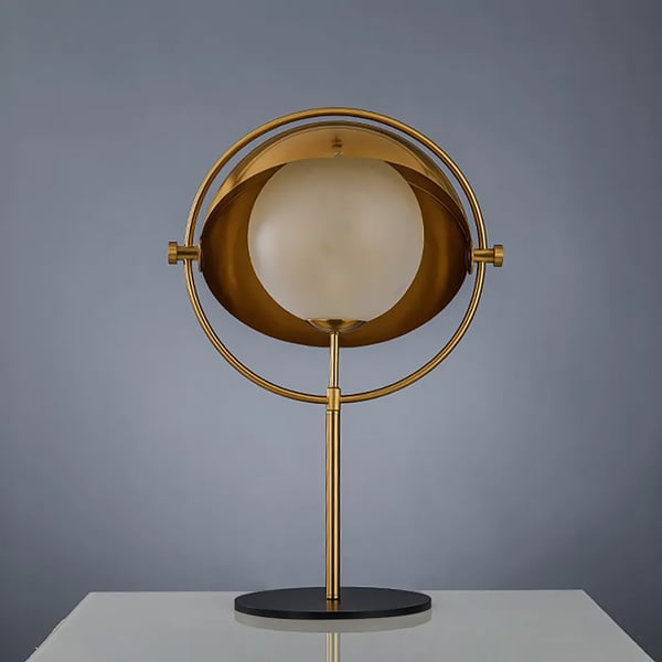 1Light Glass Globe Table Lamp with Rotatable Shade in Gold Homary