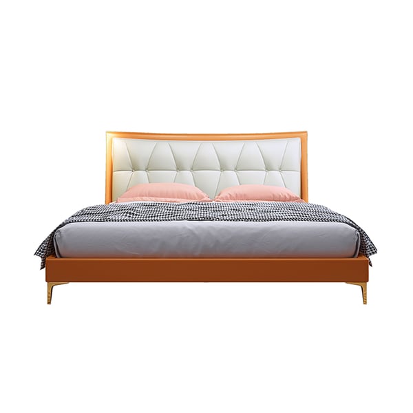 Modern California King Leather Platform Bed Upholstered Headboard Included