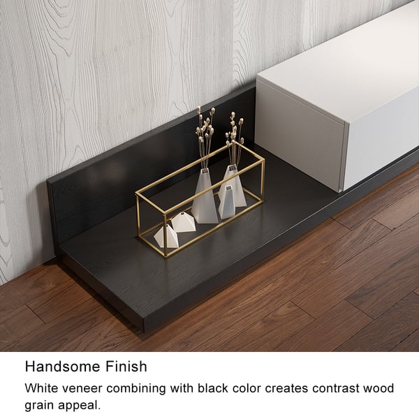 Free Shipping on Crator Rectangle Wood Extendable TV Stand White and Black Media Console with 3