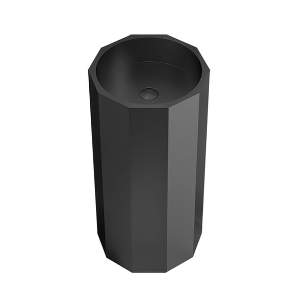 Black Modern Stainless Steel Single Sink Pedestal Sink Freestanding